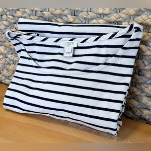 J.Crew Women’s Navy Cream/White Striped Shirt w/Ruffle Sleeves Large VGUC
